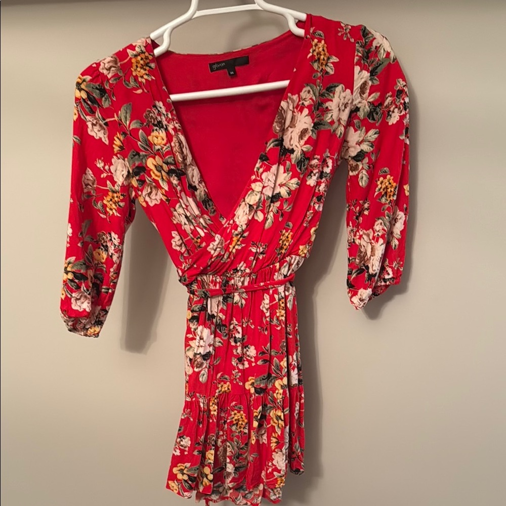 Gibson Red flor Wrap Mini Dress